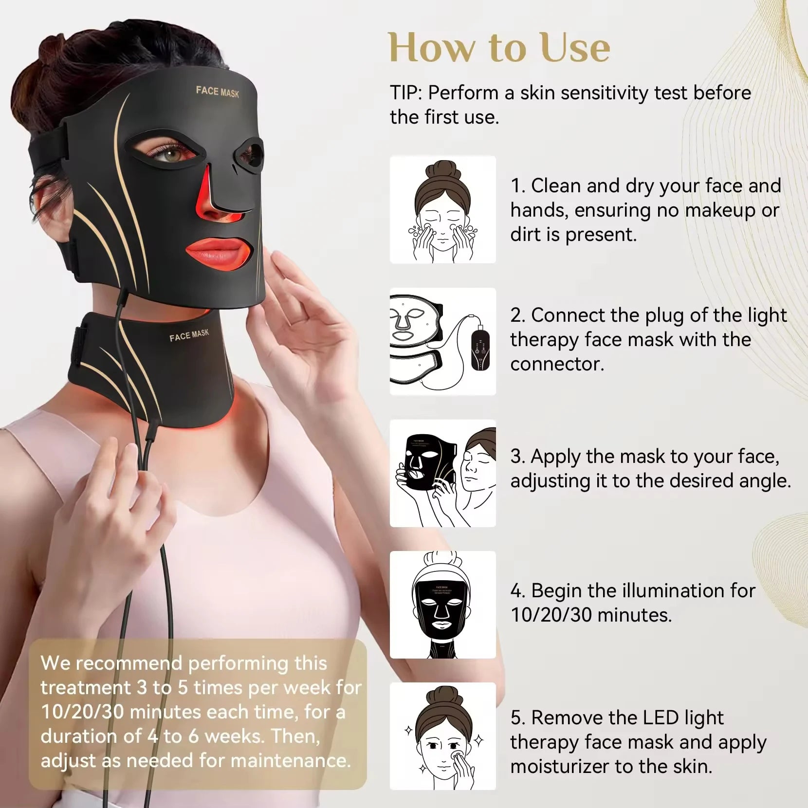 Masque LED rechargeable USB - câble inclus