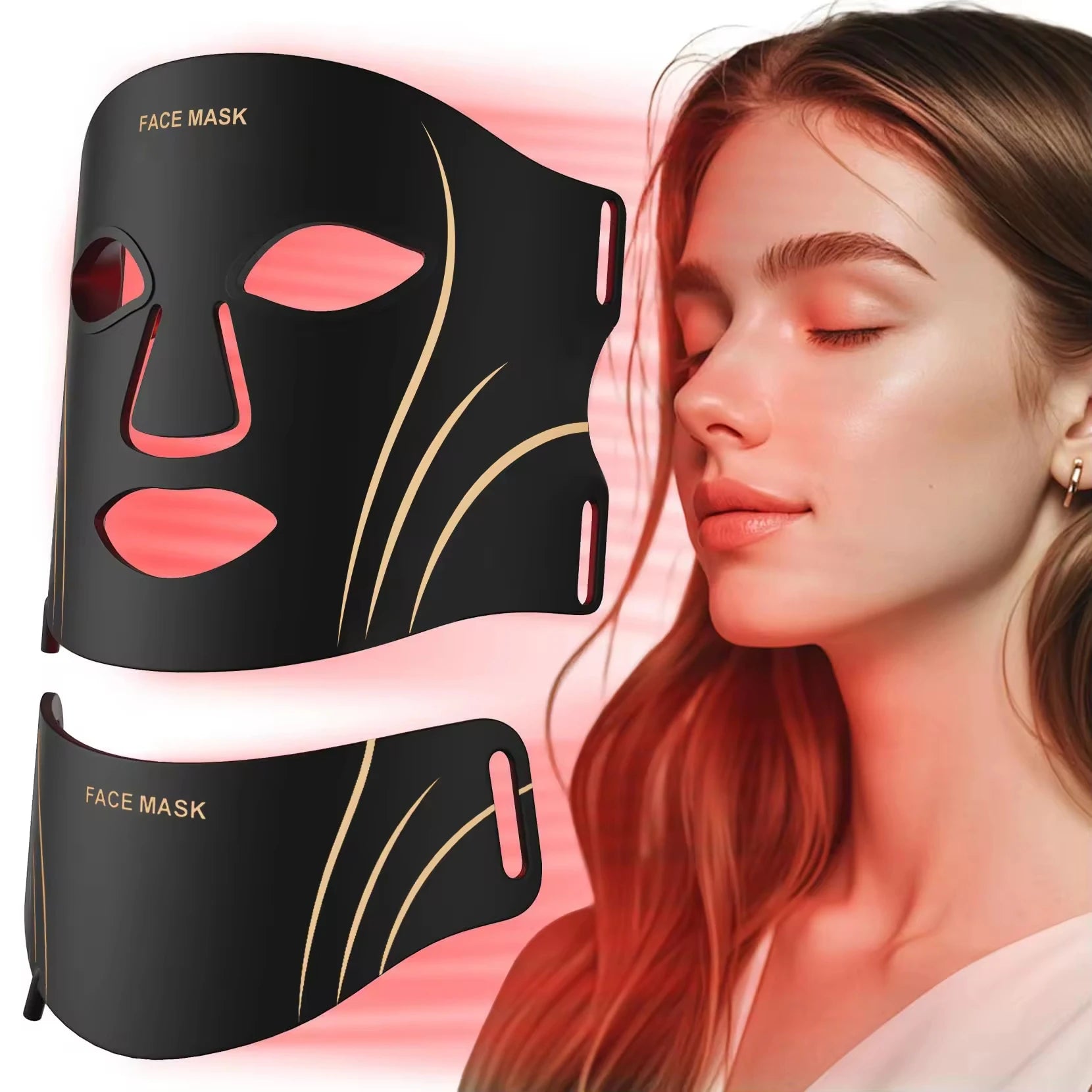 Masque LED 7 couleurs visage et cou vue de face